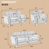 Modern Living Room Sofa Set Linen Upholstered Couch Furniture for Home or Office ,Light Grey,(1+2+3-Seat,Old Sku:SG000368AAA)