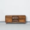 55 Inch TV Media Entertainment Center Console, Mango Wood, 2 Doors, Warm Brown