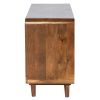 55 Inch TV Media Entertainment Center Console, Mango Wood, 2 Doors, Warm Brown