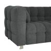 Grey teddy fleece sofa 80 inch discharge in living room bedroom with two throw pillows hardware foot support
