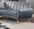Contemporary 2-Pcs Sectional Set Living Room Furniture Dark Gray Velvet Couch Left Facing Sofa, Right Facing Loveseat Wedge Plush Cushion