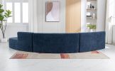 136.6" Stylish Curved sofa Sectional Sofa Chenille Fabric Sofa Couch with Three Throw Pillows for Living Room, Blue
