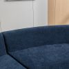 136.6" Stylish Curved sofa Sectional Sofa Chenille Fabric Sofa Couch with Three Throw Pillows for Living Room, Blue