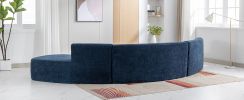 136.6" Stylish Curved sofa Sectional Sofa Chenille Fabric Sofa Couch with Three Throw Pillows for Living Room, Blue
