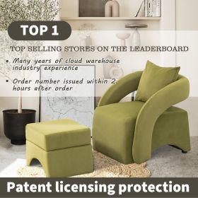 House hold Accent Chair with Ottoman, Mid Century Modern Barrel Chair Upholstered Club Tub Round Arms Chair for Living Room (Color: as Pic)