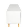 Farmhouse TV Stand Modern Wood Media Entertainment Center Console Table with 2 Doors and 2 Open Shelves