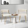 Upholstered Dining Chairs with Golden Metal Legs for Living Room